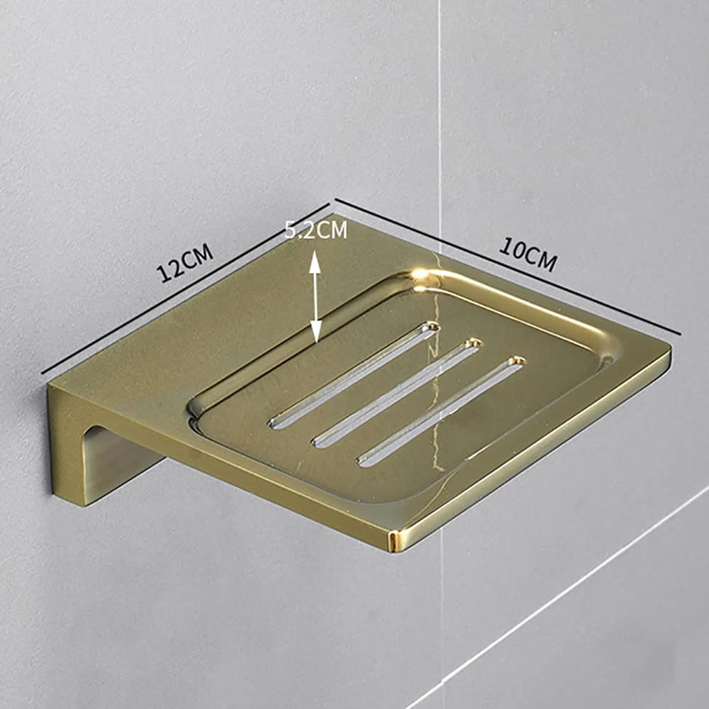 jabonera de Pared， Jabonera de Cobre Moderna y Minimalista, Bandeja Protectora for Esponja de Pared.(Gold)