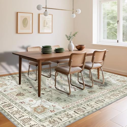 Tapis rétro de qualité supérieure vert et doux pour intérieur