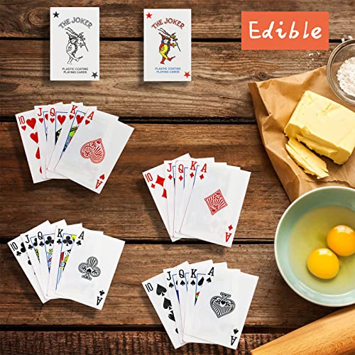 Morofme Edible Poker Cake Toppers 22Pcs Playing Cards Cake Decoration Edible Casino Cupcake Toppers Edible Wafer Playing Card Game Cake Decoration For Vegas Casino Night Party Supplies #TOP3