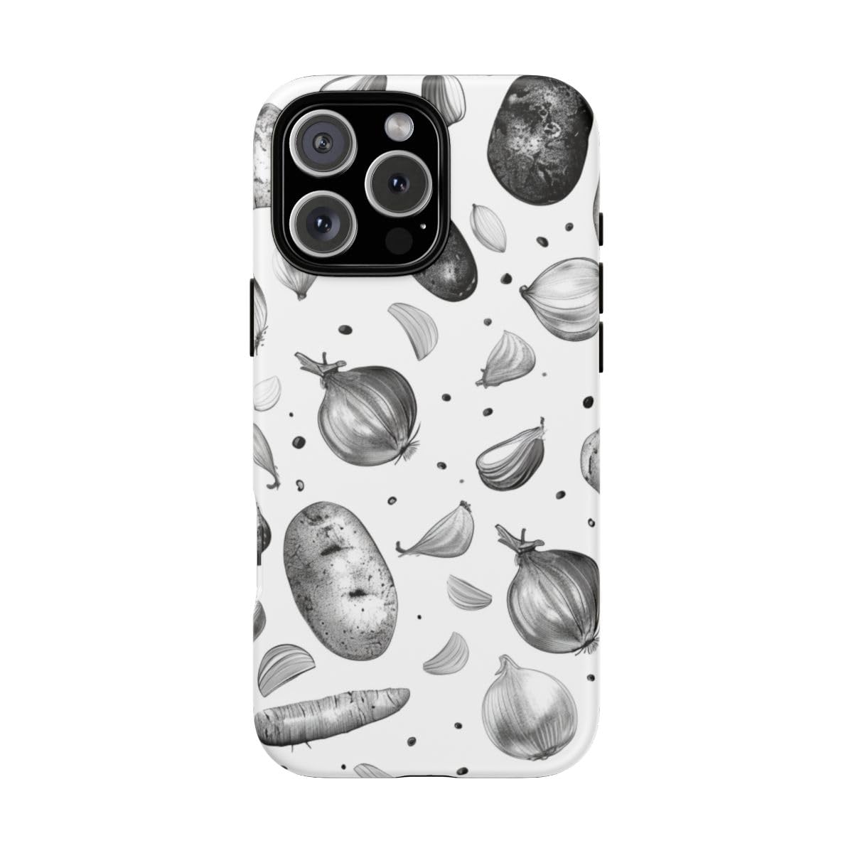 Coque rigide mate pour iPhone 16 Pro Max motif végétal noir et blanc