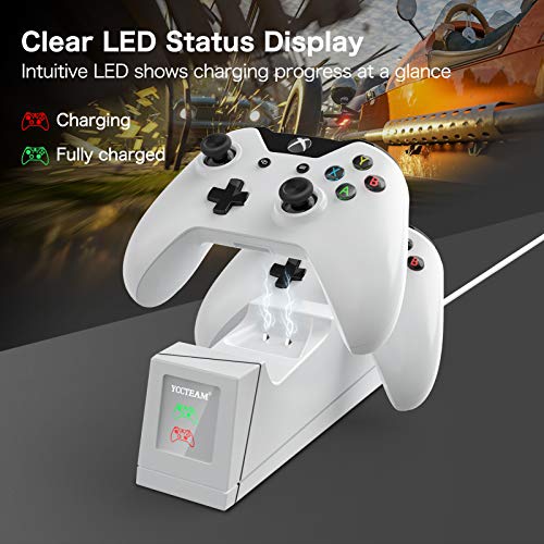 Controller Charger Compatible With Xbox One, Yccteam Rechargeable Battery Pack Compatible With Xbox One, Xbox One X, Xbox One S, Xbox One Elite Controller, Charging Station With 2Pcs 1200Mah Battery #TOP2