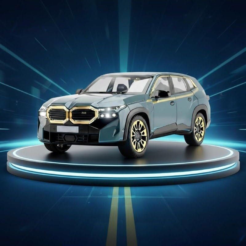 Image of 1:24 B-M-W XM Diecast Metal Pull Back Car with 6 Openable Doors with Sound and Light Toy Decoration car Best Gift Toys for Kids (1:24 B-M-W XM - Blue)