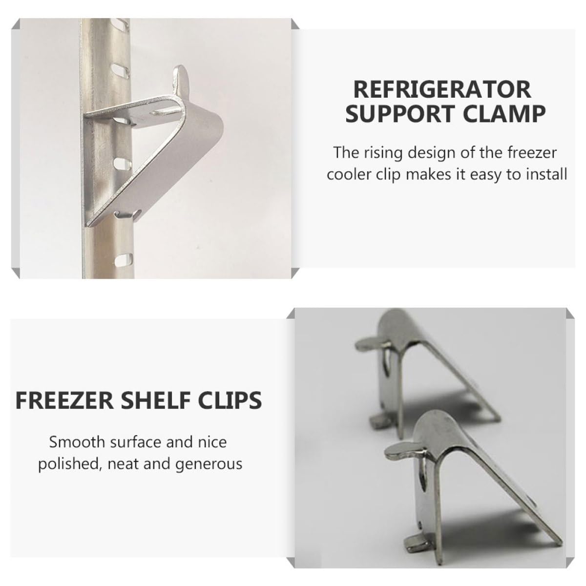 KeuLen Clips for Estante de refrigerador en Forma Z Acero Inoxidable, Soportes for congelador for estanterías Metal y Madera, Uso doméstico Cocina, 25 uds