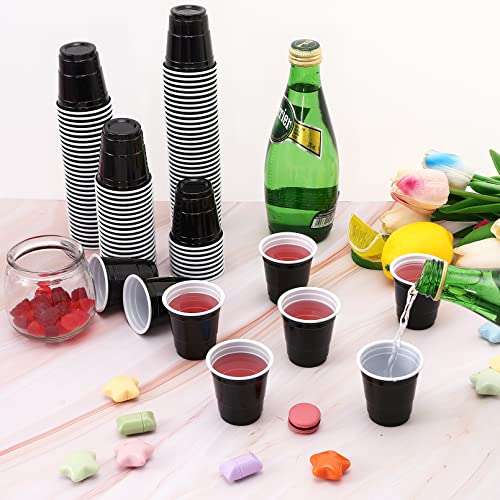 Cynquma 200Pcs 2 Oz Shot Cups,Plastic Shot Glasses,Black Shot Glasses Disposable,Mini Party Cups,Disposable Plastic Shot Cups For Drinking Birthday Party Tasting Serving Samples And Tastings (Black) #TOP5