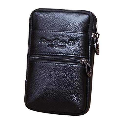 Xieben Cinturón del Teléfono De Cuero Holster Bolsa De Cintura para Hombres Mujeres Viajar Al Aire Libre Camping Teléfono Bum Fanny Pack Monedero Titular De La Cartera para Phone Negro