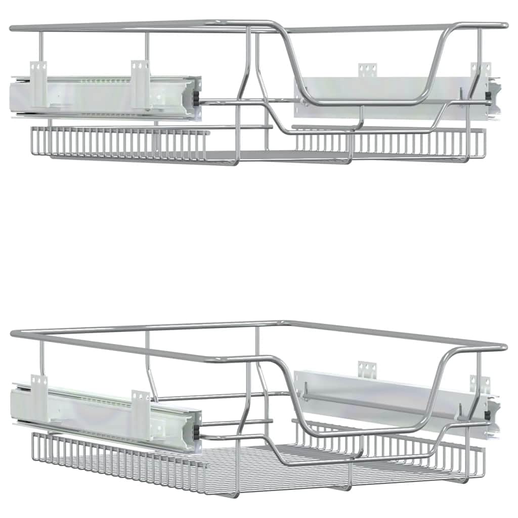 Solivagant Küchen-Drahtkörbe 2 STK. Ausziehbar Silbern 45 cm, Küche Esszimmer,Küchenhelfer -utensilien,Küchenorganizer,Küchenutensilienhalter -ablagen, 7.1 kg-358372