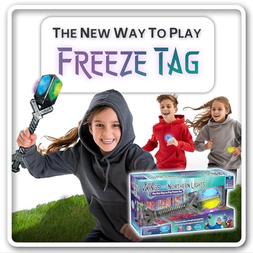 Freeze Tag Redefined: Vikings of The Northern Lights | 3-10 Players, Ages 5+ | Outdoor Games for Kids | Camping Games | Outdoor Toys for Kids Ages 8-12 | Viking Toy | Like a Glowing Thor Hammer!