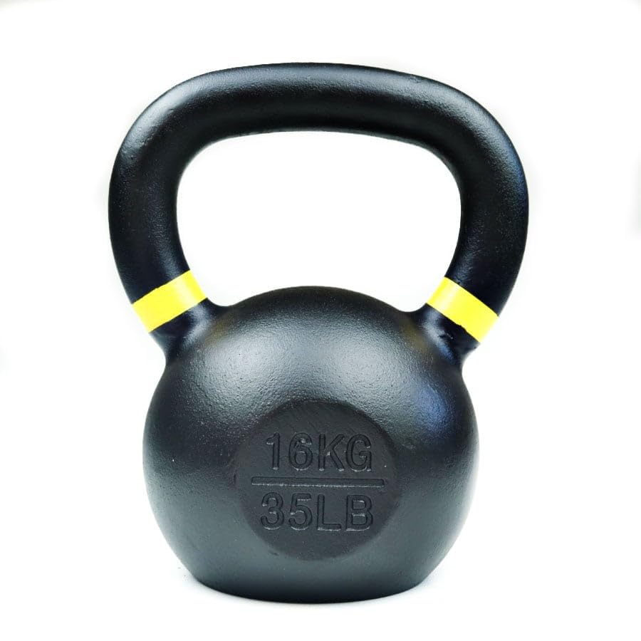 Kettlebell Hierro Fundido 16kg Viok Sport – Pesa rusa de hierro fundido Negra, base plana – Entrenamiento funcional & gimnasio en casa