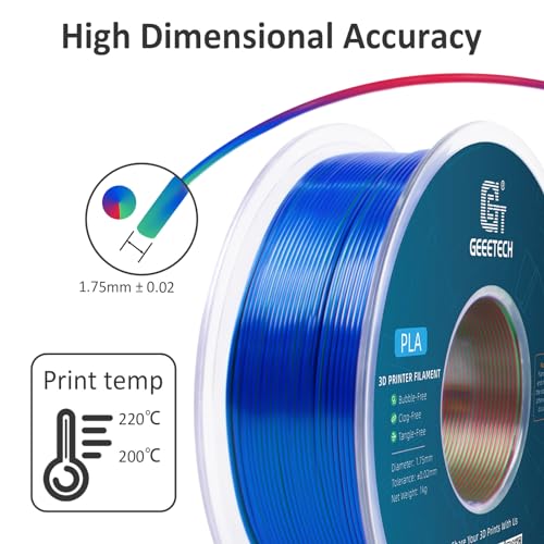 Image of Geeetech Silk PLA Tri Color Filament 1.75mm 3D Printer Filament, Coextrusion Red Blue Green Tri-Colors Metal-Like Shiny Silk PLA Filament, 1kg (2.2lbs) 1 Spool, Dimensional Accuracy + /- 0.02 mm