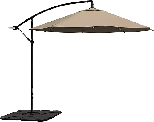 10 Ft Offset Cantilever Patio Umbrella - Fade-Resistant Shade Umbrella Outdoor Patio Canopy with Cross Base for Garden, Lawn, Deck, Yard or Pool by