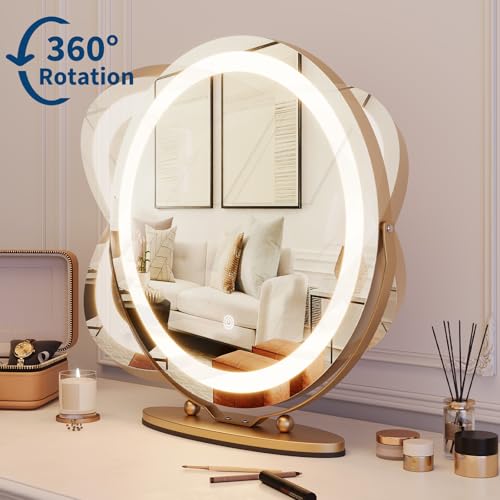 Espejo de tocador redondo GarveeHome con luces LED miniatura 4