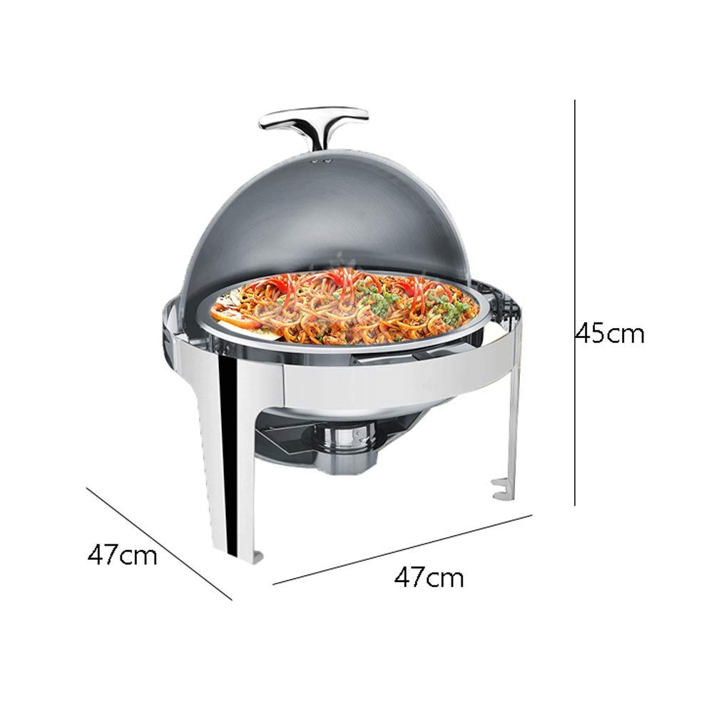 Chafers Redondos y Conjuntos de Calentadores de Buffet, Calentadores de Alimentos Bandejas de Calentamiento Acero Inoxidable, Mantiene la Comida Caliente en Eventos con Servicio