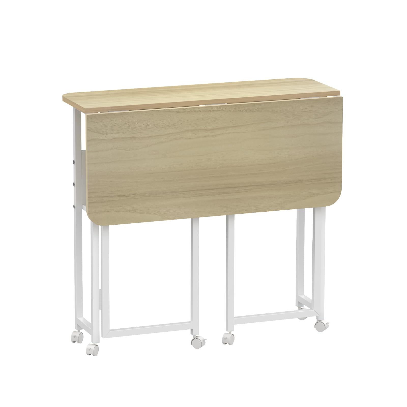 HUOLE - Tavolino per soggiorno, divano, esterno, regolabile in altezza, da appoggio per ufficio, per soggiorno, camera da letto, 80 x 58 x 75 cm - acero bianco