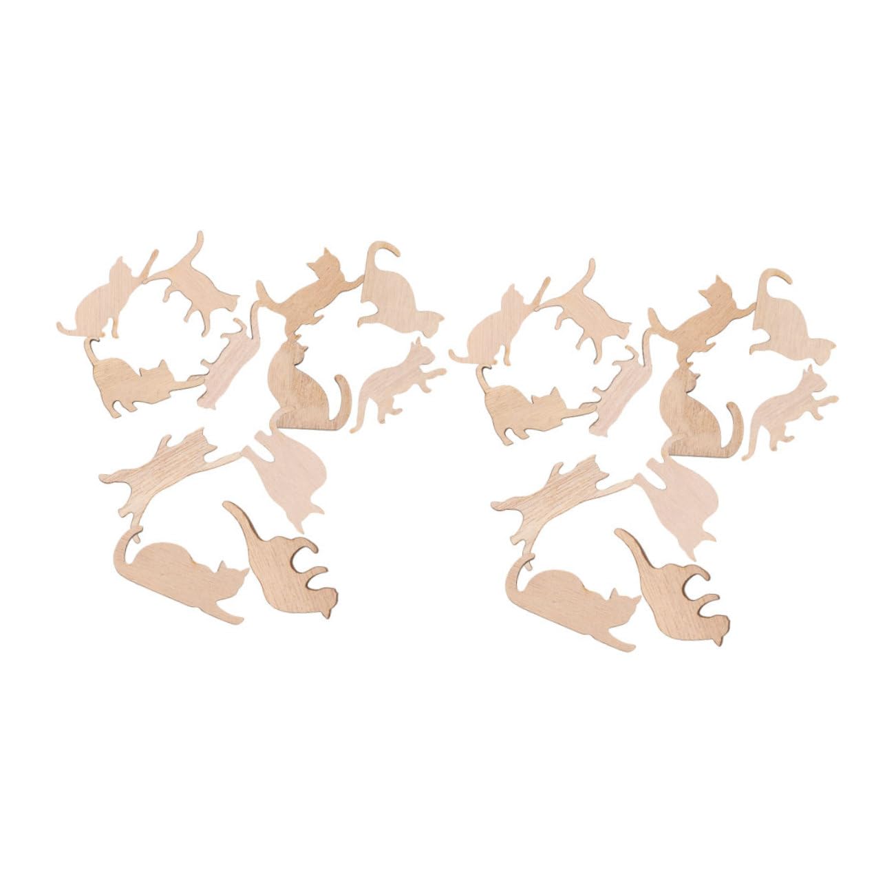 TOYANDONA Wooden Cat Cutouts 24Pcs Unfinished DIY Craft Kit for Kids Cat Ornaments for Christmas Halloween Home Party Decoration