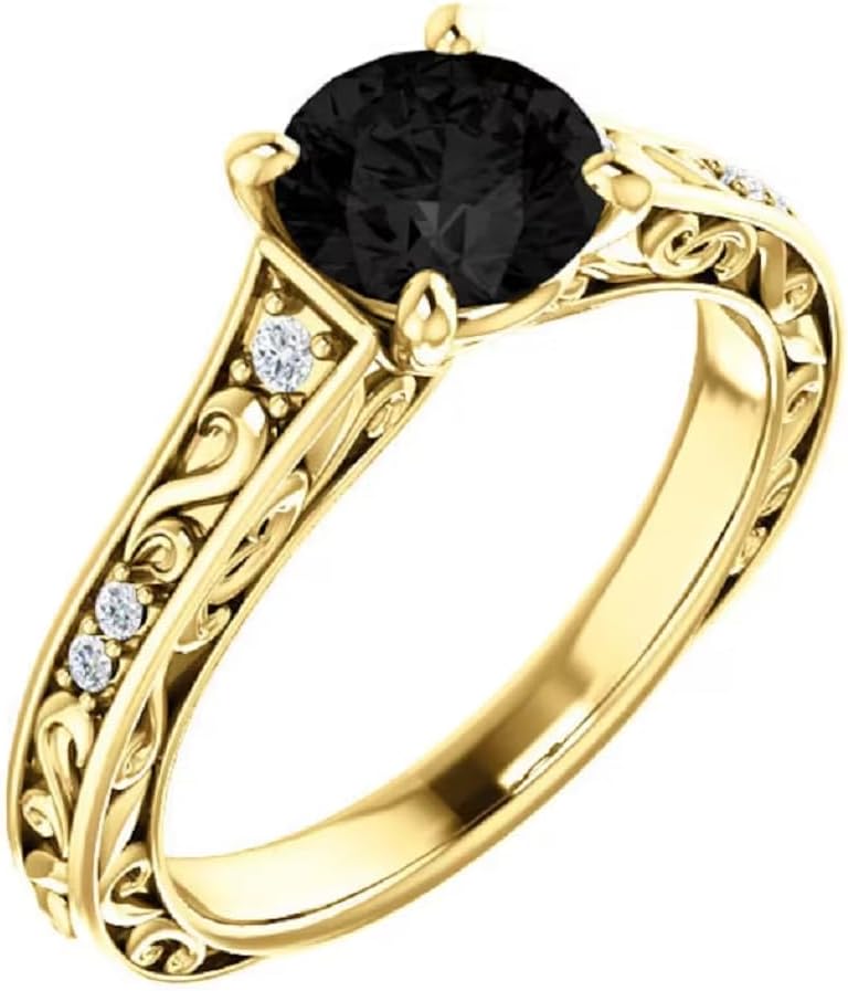 Love Band 2.50 CT Black Diamond Woodland Engagement Ring 14k White Gold, Elvish Black Diamond Ring, Twig Leaf Black Onyx Ring, Vine Black Diamond Ring, Promise Ring For Her