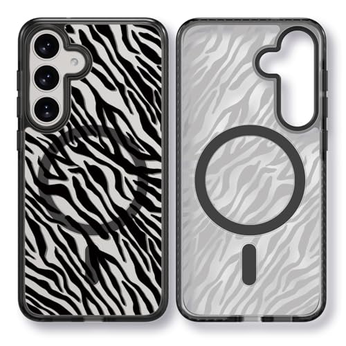 Rosarnnah for Samsung Galaxy S25 Case Aesthetic Black, Black Zebra Print