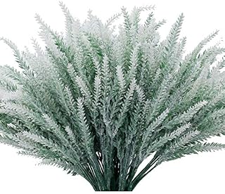 RENATUHOM Artificial Lavender 12 Bundles Faux Flowers Shrubs Bushes Artificial Flowers Outdoor Greenery White Lavender Flower UV Resistant Plants for Flower Arrangement DIY Garden Home Decor