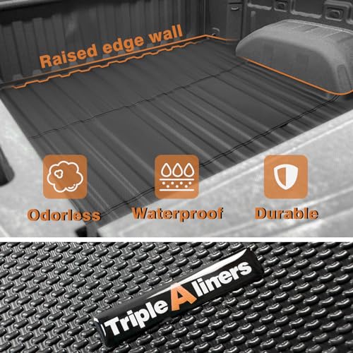 Image of TripleAliners Truck Mat Compatible with 2020-2026 Chevy Silverado /GMC Sierra 2500 3500HD 6.8FT Accessories, Truck Bed Mat Heavy Duty Custom Fit All Weather TPE Pickup Liner, Not for Factory 5th Wheel