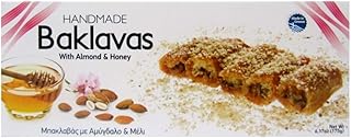 Handmade Baklavas - All Natural - Choose Your Favorite Filling - Imported from Greece - Candianuts - 6.17 oz box with 5 pieces (With Honey & Almonds)