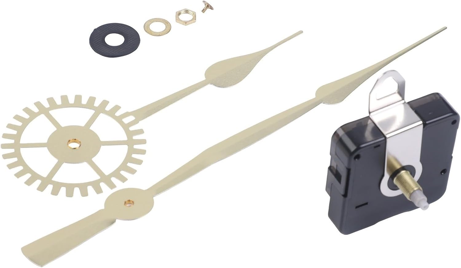 High Torque Silent Quartz Clock Movement Mechanism Replacement for Wall Clocks — 18mm Shaft, Fits 50–60 cm, –8 mm Panel Thickness, Includes Long Hands(Gold 1)