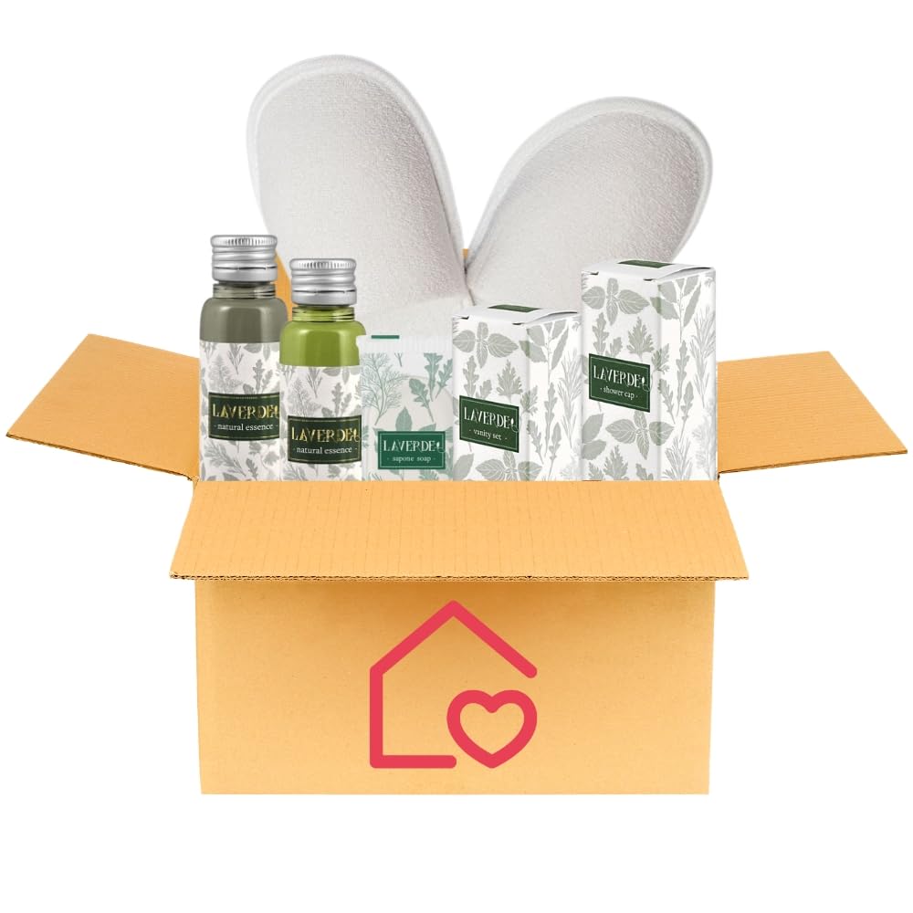 Set Cortesia Hotel LaVerde Premium con Estratti di Erbe – Kit Bagno Completo con Shampoo, Bagnoschiuma, Saponetta e accessori – Confezione da 10 Kit Cortesia per Hotel, B&B e Spa