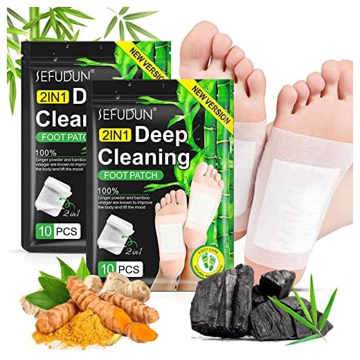 2-in-1 Detox Foot Pads, 20Pcs Ginger Foot Pads Detox, Deep Cleansing Foot Pads, Natural Bamboo Vinegar Ginger Powder Foot Pads for Relieve Stress, Improve Sleep and Remove Dampness