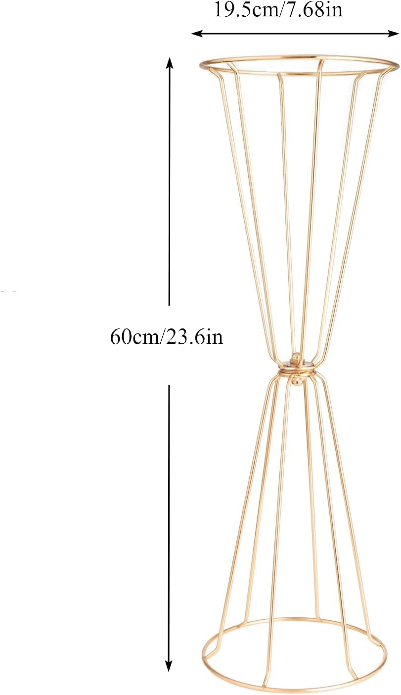 Gold Vases Centerpieces for Wedding Geometric Metal Flower Stand for Tables Bulk, 4pcs 23.6” Tall Trumpet Vases for Centerpieces Party Dinner Anniversary Ceremony