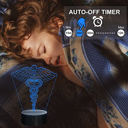Yuandian Doctor Gifts, Doctor Symbol Caduceus 3D Night Light Illusion Lamp With Remote 16 Color Change Decor Lamp,Unique Gift Idea For Dentist, Dental, Medical, Hygienist, Doctor, Physician, Nurse #TOP4