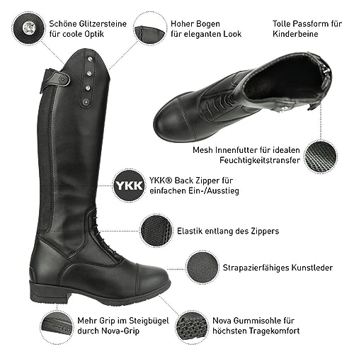 Foto von SUEDWIND FOOTWEAR Kinder-REIT-Stiefel »NOVA Kids Fun Glitter« – Komfor-Einlegsohle – YKK-Reißverschluss – Lederlook – Hautverträglich – Atmungsaktiv – Turnier-Konform - 35 ST