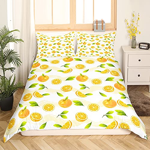 Homemissing Oranges Duvet Cover Cute Orange Fruit Bedding Set For Kids Boys Girls Children Fresh Yellow Fruits Comforter Cover Ultra Soft Summer Vacation Style Bedding & Linen Single Size Zipper - Image 3
