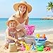 Dreamon Beach Toys for Kids 3-10, Collapsible Sand Castle Toys for Beach Include 3 Pack Foldable Buckets, Shovels Molds and Storage Mesh Bag, Sandbox Travel Toy for Toddlers Kids
