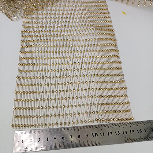 Luxurious 60x90cm Gold Rhinestone Fishnet Mesh Fabric - Sparkling Crystal Stretch Cutout for DIY Fashion and Home Decor 6 Luxurious 60x90cm Gold Rhinestone Fishnet Mesh Fabric - Sparkling Crystal Stretch Cutout for DIY Fashion and Home Decor - Image 5