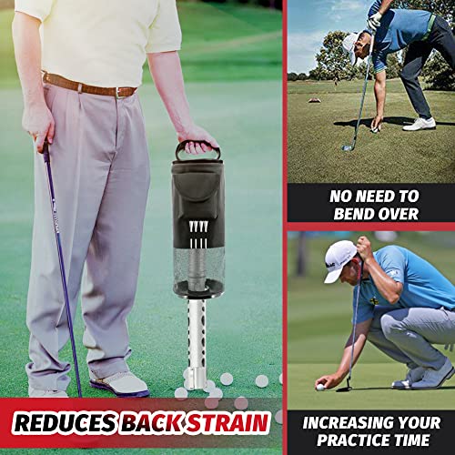 Golfball Sammler für Golfbälle – Robuster Aluminium Shag Tube, Tragbarer Golf Zubehör mit Abnehmbarem Collector, Kompakter Ball Picker (Hält 70 Bälle), Perfekte Golf Trainingshilfen