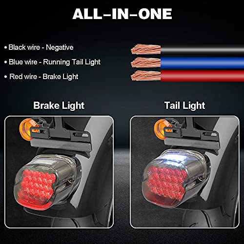 Dtr2017 Smoked Led Tail Light, 12V Motorcycle Brake Lights For Harley Dyna, Softail, Sportster, Touring #TOP1