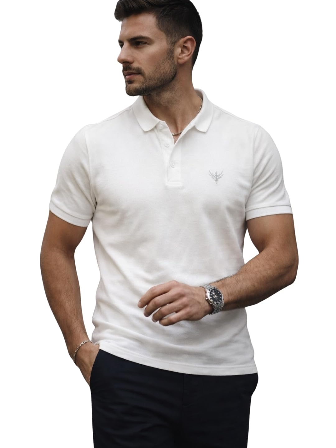 utopium Men's Half Sleeve Soild Casual T-Shirt White-picture-43
