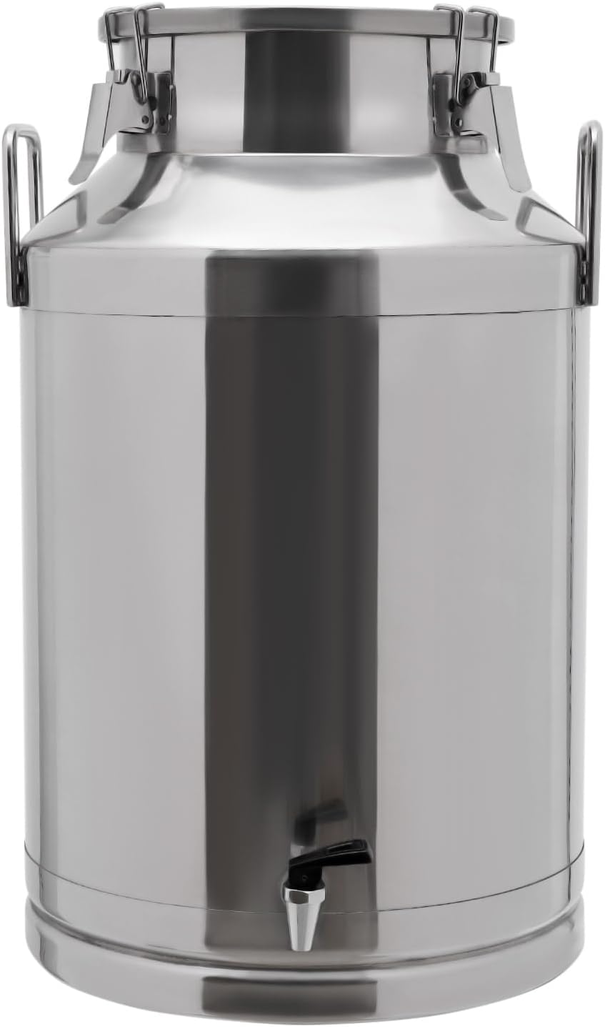 60L Stainless Steel Milk Can Bucket, 15.85Gal Sealed Wine Storage Container with Faucet & Lid, Durable Liquid Storage Jug for Water, Juice, and More