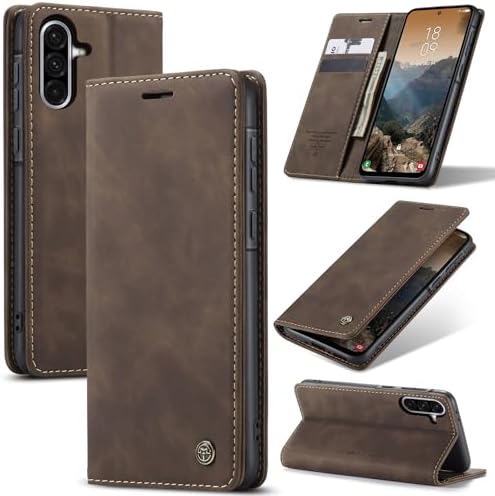 Azororo Handyhülle für Samsung Galaxy A14 5G/4G Hülle Premium Lederhülle Flip Case Magnet Tascher Kartenfach Standfunktion Klapphülle Schutzhülle für Samsung Galaxy A14, Kaffee