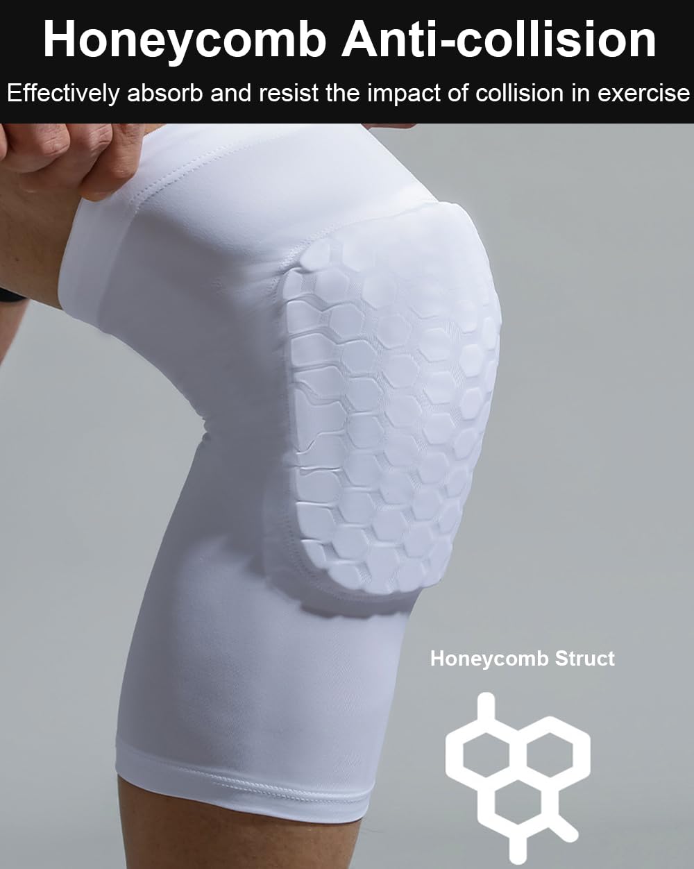 2 Pack Knee Compression Sleeves Men Women, EVA Honeycomb Light Compression Leg Sleeves, Wrestling Knee Sleeve Volleyball Knee Sleeve Basketball knee Sleeve (Black, Large) - Image 3