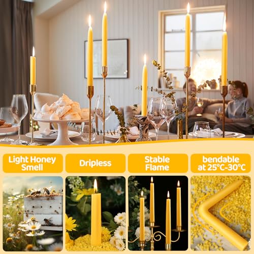 Image of Beeswax Taper Candles, Handmade Natural Candles Sticks,9 Inch,18 Pack