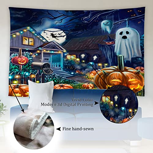 Wiykmk Halloween Tapestry Pumpkin Ghost Scary Haunted House Witch Gothic Horror Moon Night Home Decor Wall Hanging Art For Living Room Bedroom Dorm #TOP3