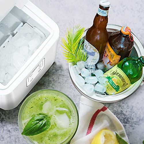 Máquina fabricadora de hielo de sobremesa, compacta y automática, para hogar o cocina, produce cubos redondos de hielo, material ecológico, silenciosa y estable miniatura 5