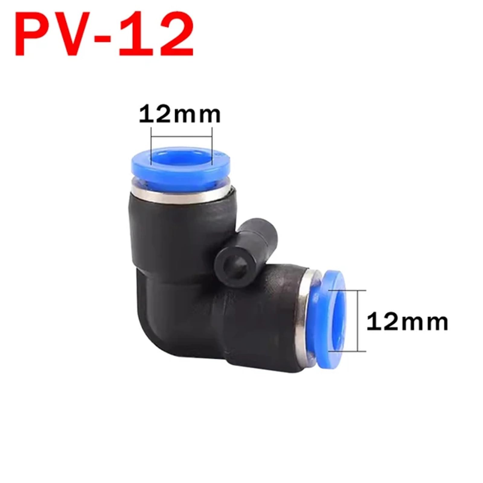 Kolanko pneumatyczne z tworzywa sztucznego 90 stopni z szybkim połączeniem do rur 4 mm, 6 mm, 8 mm i 10 mm (10 szt.) (PV-12, 10 szt.)