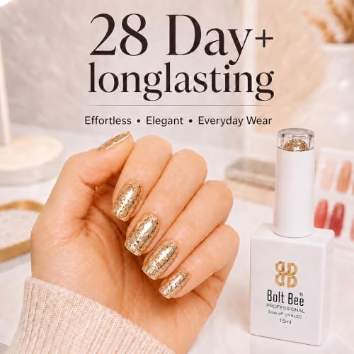 Image of BOLT BEE 15ML Gel Nail Polish 1Pc Clear Pink Glitter Nail Polish Soak Off UV LED Nail Gel Polish Nail Art Starter Manicure Salon DIY at Home, 0.5 OZ (1) (101)