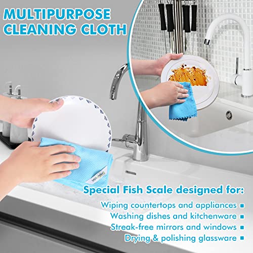 Image of Easy Clean Streak Free Glass Cleaning Miracle Microfiber Cleaning Cloth for Kitchen,Counter,Window,Mirror Lint Free Dish Drying Cloths Glass Polishing Rag,All-Purpose,Reusable,Nanoscale Pack of 6