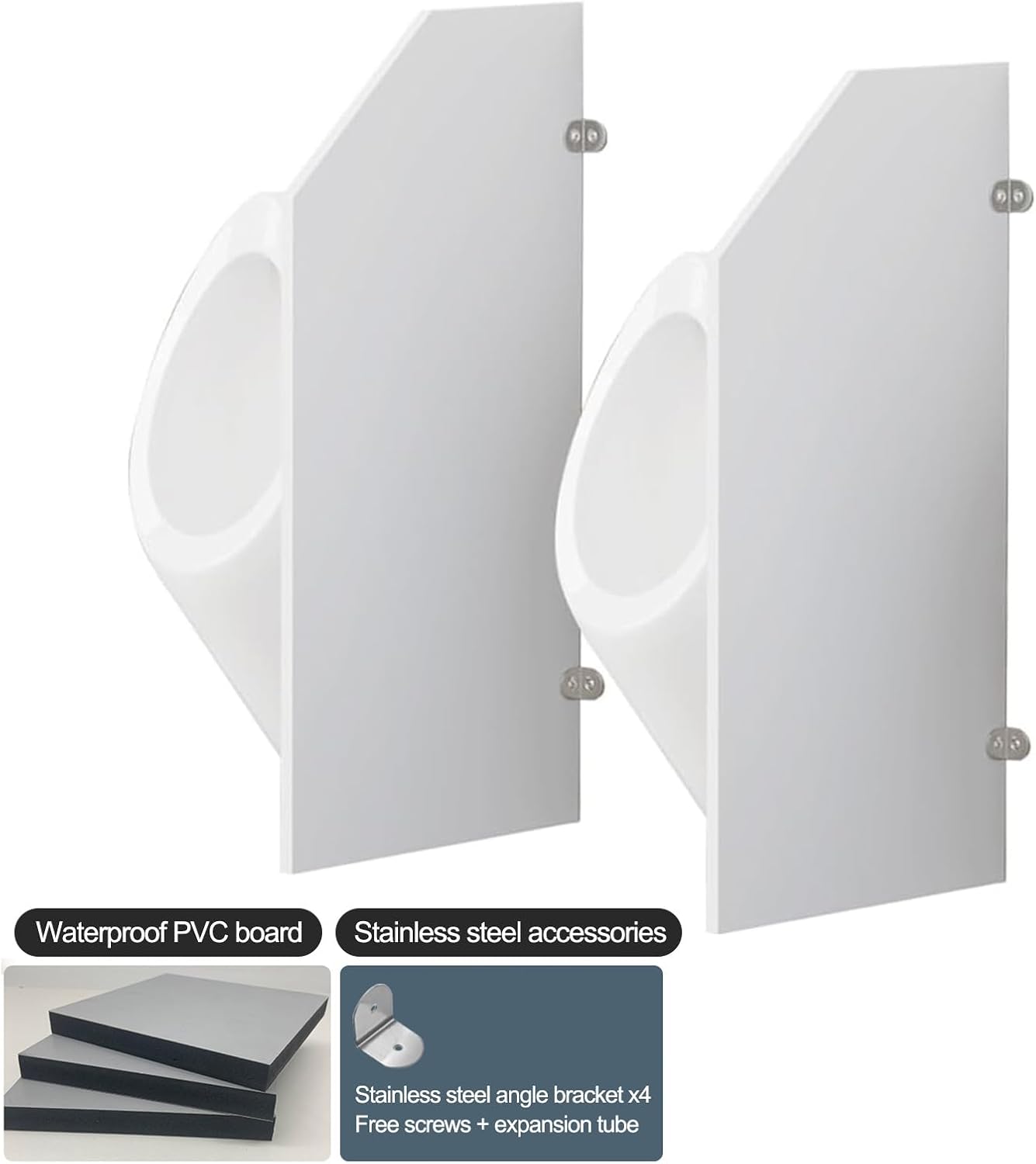 Wall-Mounted Urinal Screen Partition for Men - 3pcs Light Gray Accessories for Schools, Shopping Malls, Public Restrooms - Durable and Easy to Install