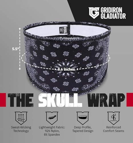 Image of Gridiron Gladiator Football Bandana - Skull Headwrap, Sports Head Wrap for Men's Workout