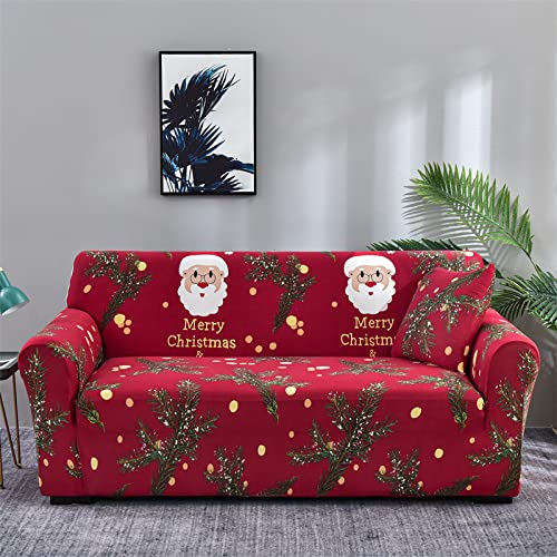 Odot Funda Sofa,Funda Sofa 4/3/2/1 Plazas Lavables,Elegante Tema Navideño Fundas Sofas Ajustables, Universal para Familias Cubre Sofa, Fundas Sofa Elasticas (4 Plazas,Papá Noel)