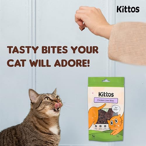 Image of Kittos Chicken Liver Bites | Protein-Rich, Highly Digestible Snacks for Cats | Healthy, Tasty & Nutritious Treats for Training and Rewards | Suitable for All Life Stages - 35g Each (Pack of 3)