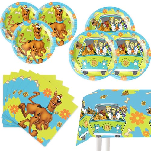 41PACK Scooby Party Supplies include 20 plates 20 napkins and Tablecloth for the birthday party decoration (7+9)