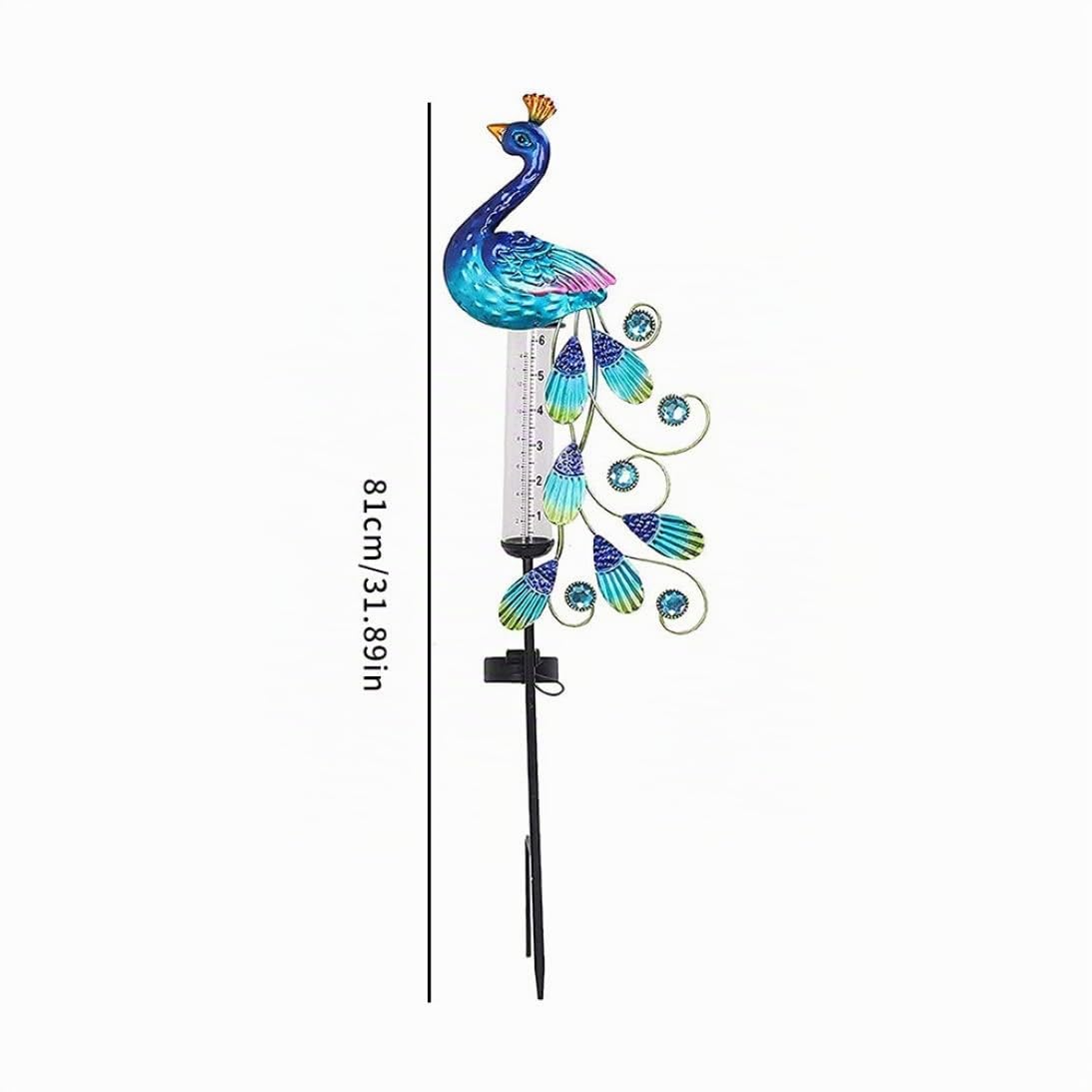 Pluviomètre Lumière Alimenté en Métal Paon Jardin Piquets Étanche Jardin Décorations Pluviomètre en Métal Pluviomètre Décorations Piquets De Jardin Décoration